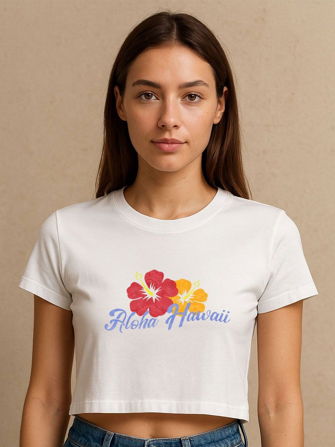 Art By Ritik Aloha Hawaii Graphic Printed Cotton Crop Tshirt-picture-35