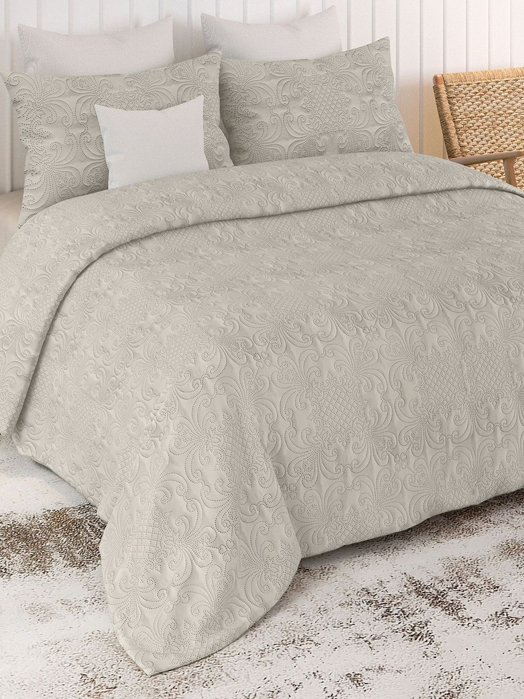 LABHAM Sensation Cream-Coloured Quilted 300 GSM Double King Bed Cover-image-8