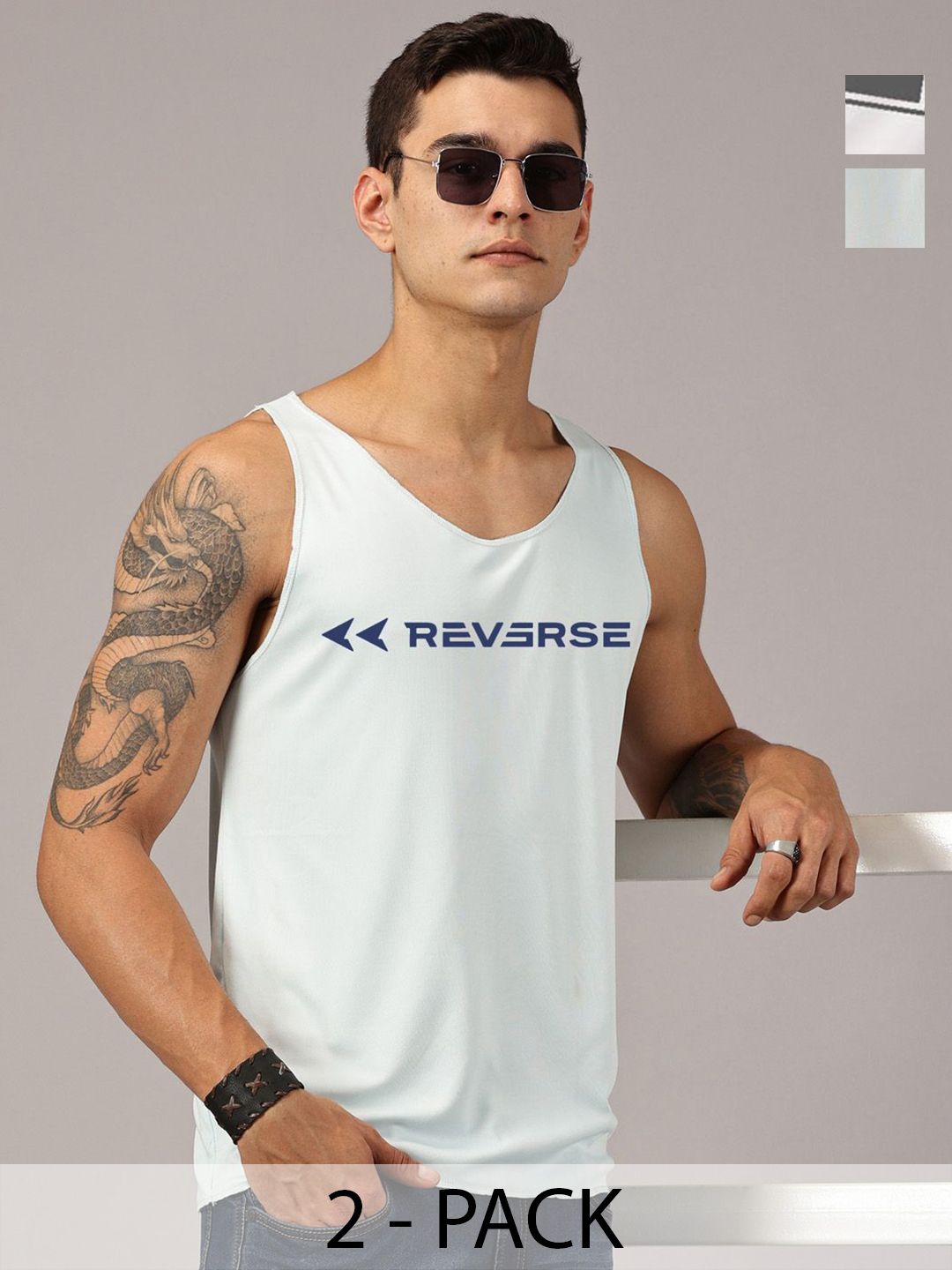 Rodzen Pack Of 2 Printed Round Neck Sleeveless Basic Innerwear Vests-picture-22