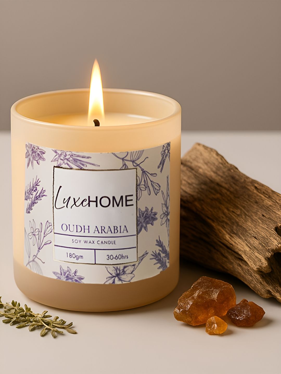 LUXEHOME INTERNATIONAL Beige Printed Lead-Free Wick Scented Jar Candle-image-45