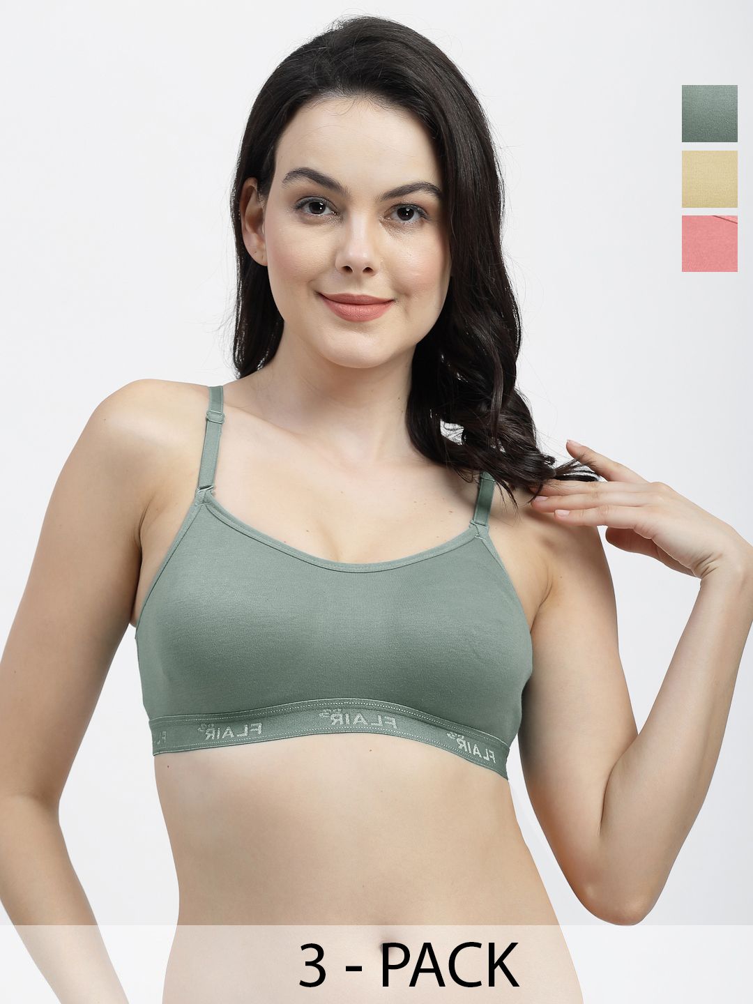 SHYAM SONS FLAIR Women Brezza Pack of 3 Full Coverage Non-Wired & Non Padded Sports Bra