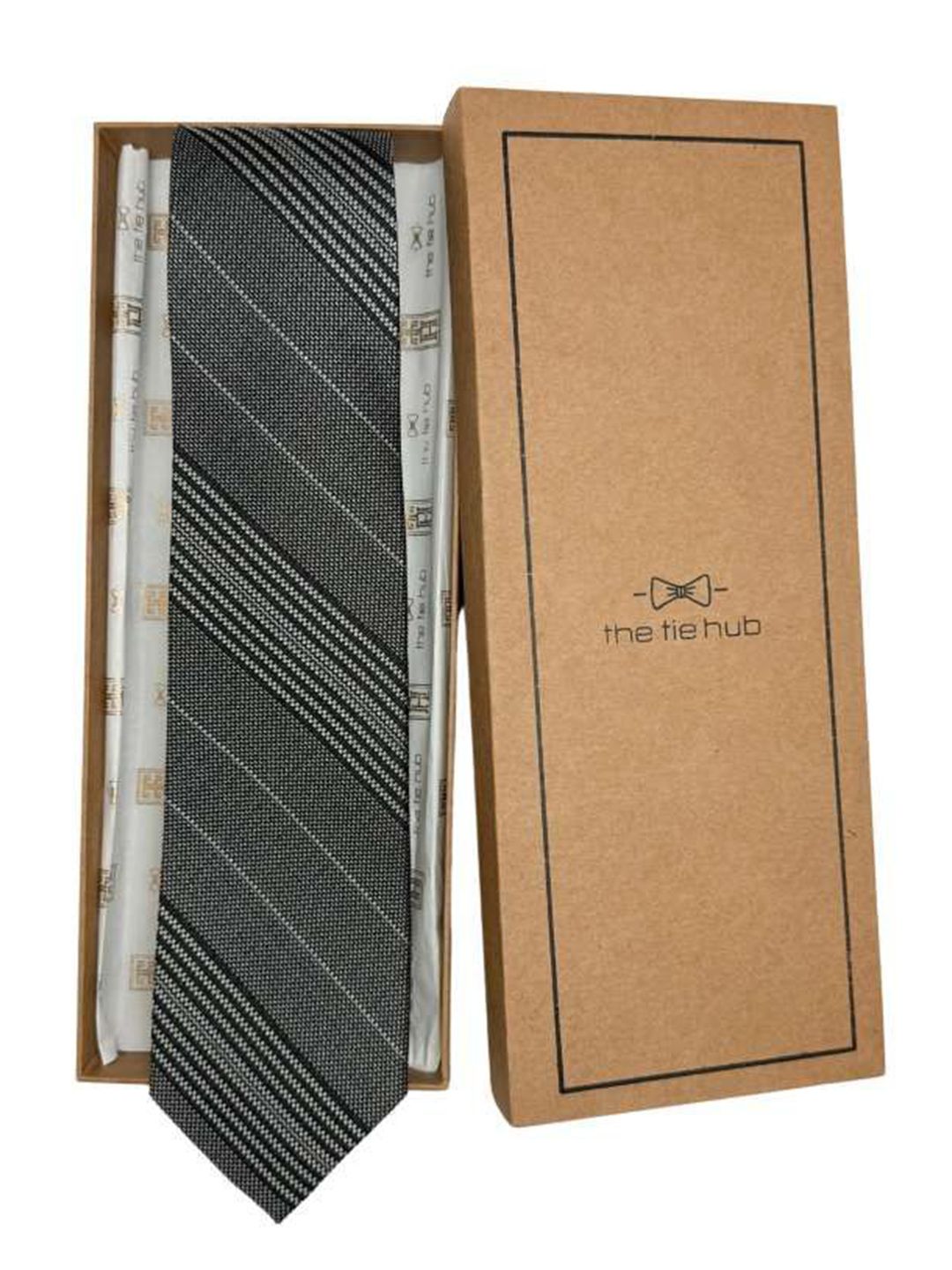 The Tie Hub Men Striped Formal Silk Skinny Tie-image-24