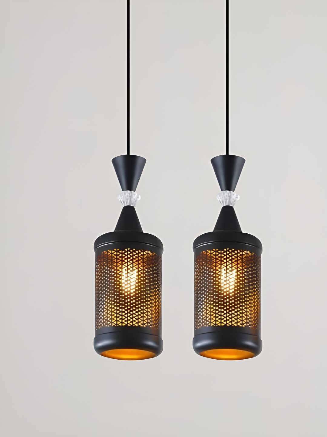 GAUVIK Black & Brown 2 Pieces Traditional Hanging Light Ceiling Lamps-image-5