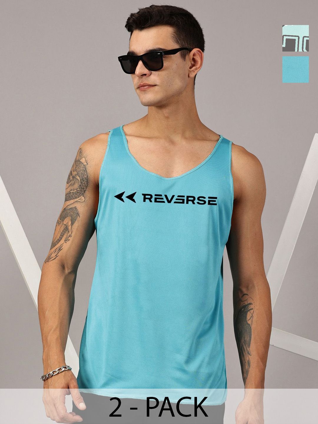 Rodzen Pack Of 2 Printed Round Neck Sleeveless Basic Innerwear Vests-picture-31