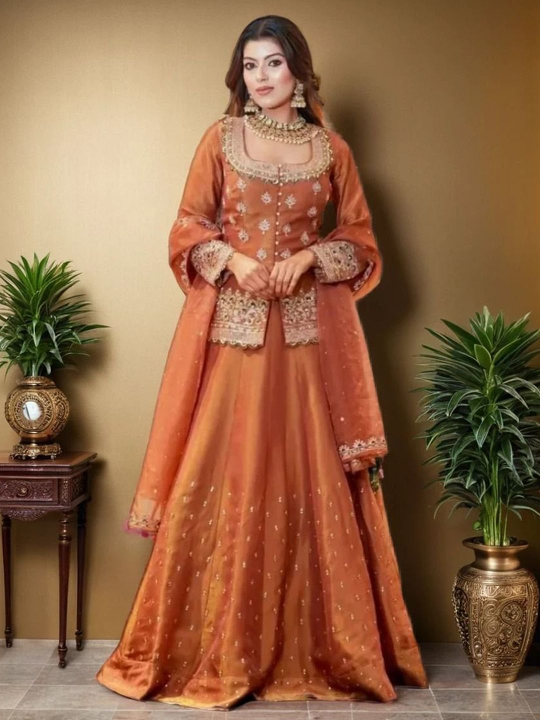 Brulry Embroidered Beads and Stones Ready to Wear Lehenga & Blouse With Dupatta-picture-36