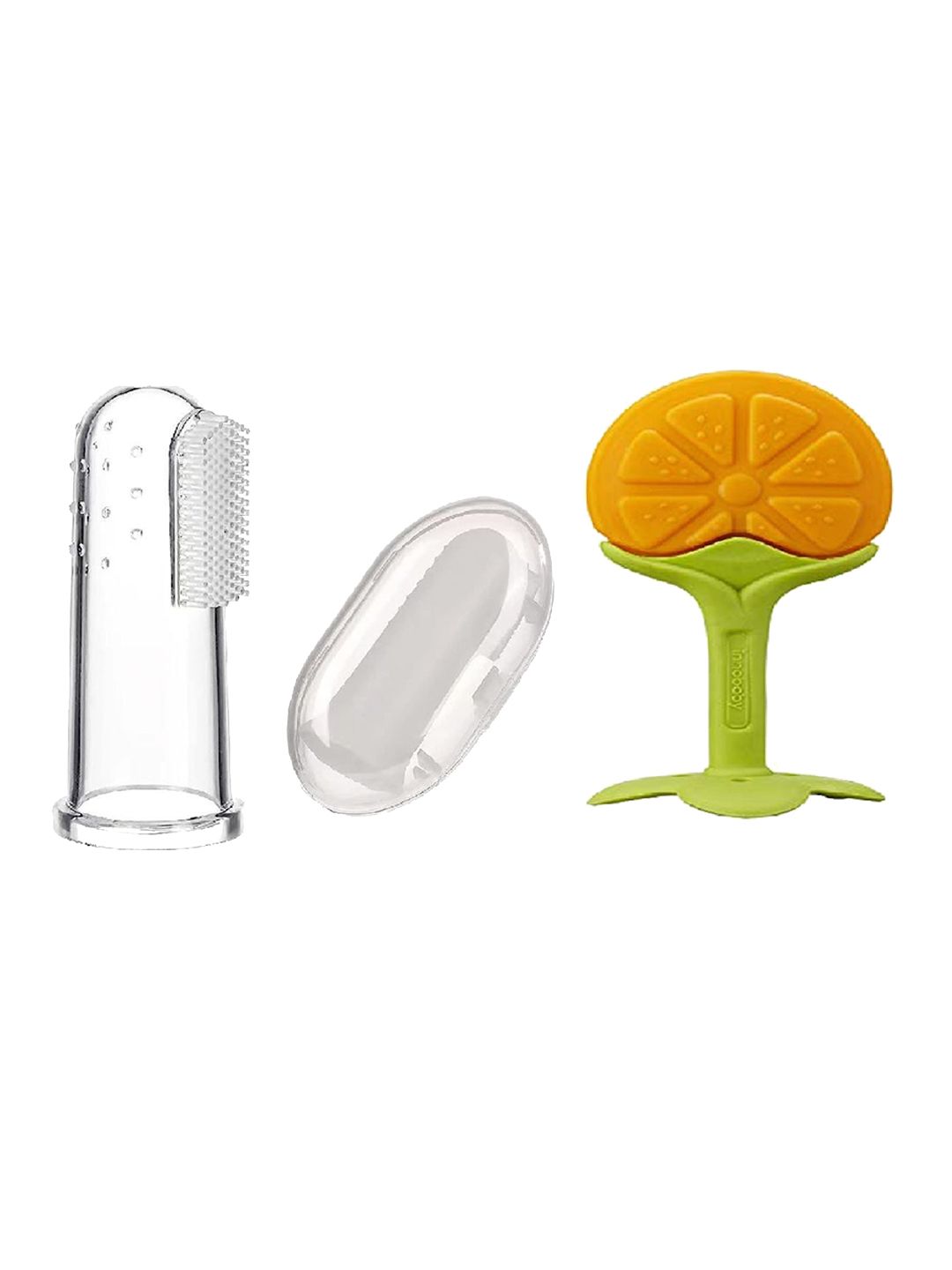 Kritiu Set Of 2 Textured Silicone Baby Finger Toothbrush & Stand Teether-picture-56