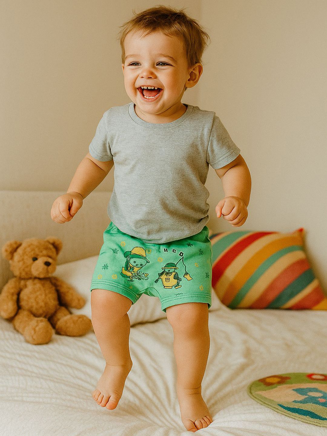 CORTICA Unisex Kids Pack Of 5 Printed Cotton Shorts-picture-17