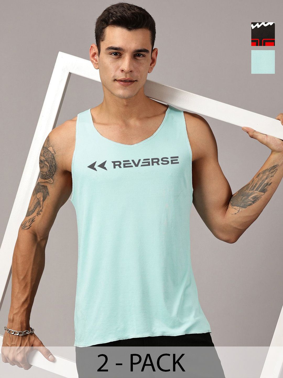Rodzen Pack Of 2 Printed Round Neck Sleeveless Basic Innerwear Vests-picture-45