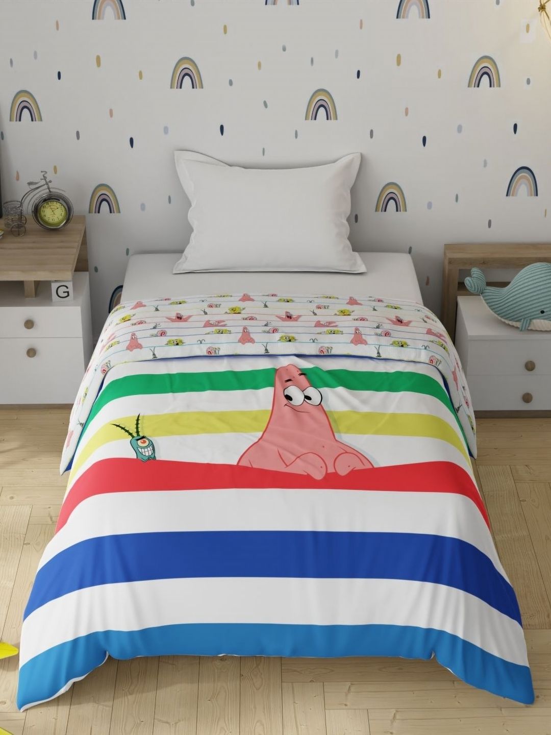Portico License Sponge Bob Printed AC Room Cotton Microfibre 120 GSM Single Bed Comforter-image-45