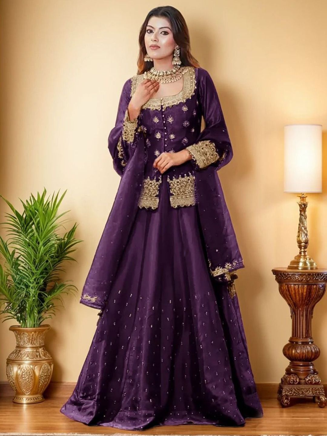 Brulry Embroidered Beads and Stones Ready to Wear Lehenga & Blouse With Dupatta-picture-21