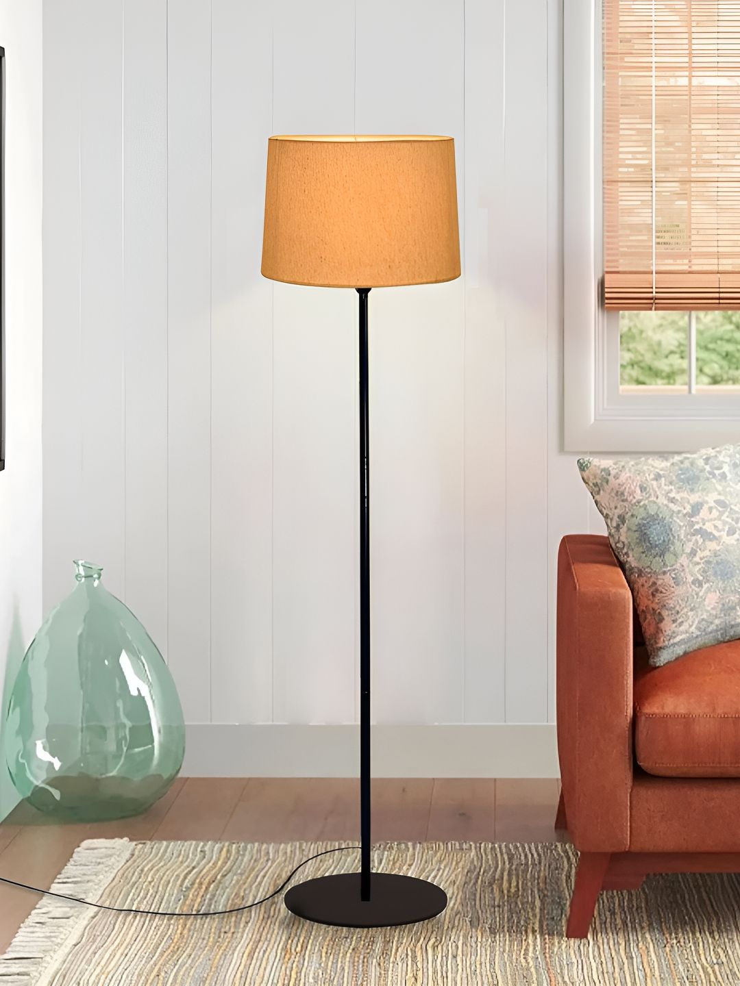 Homesake Yellow & Black Metal Cylinder Shaped Floor Lamp-image-36