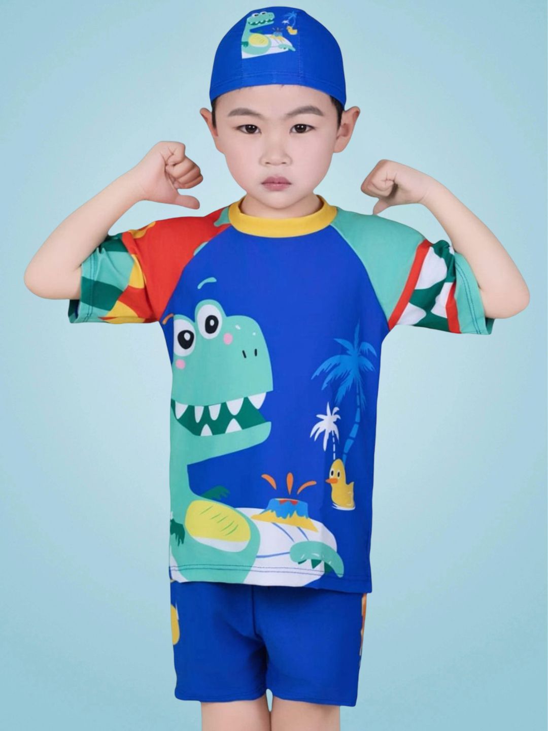 JMT Wear Boys Printed Swim Set With Cap-picture-46