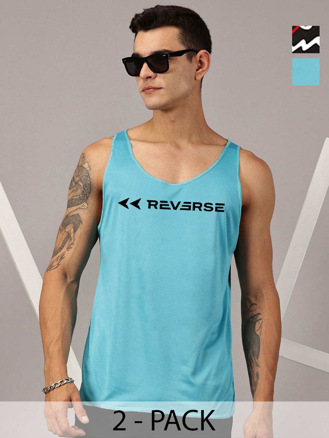 Rodzen Pack Of 2 Printed Round Neck Sleeveless Basic Innerwear Vests-picture-19