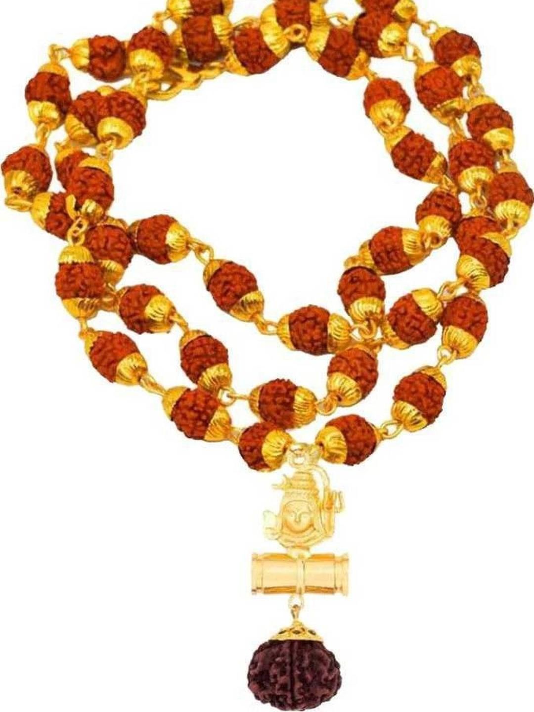 Divine souvenirs Unisex Gold-Plated Rudraksha Beaded Minimal Necklace-picture-40