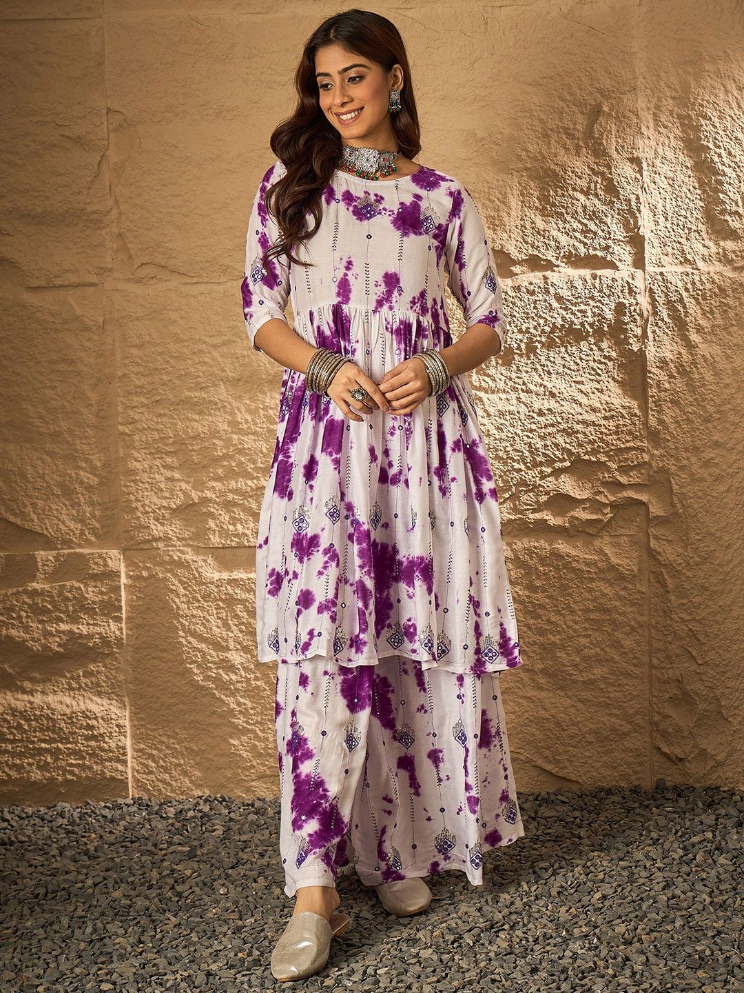 InWeave Women Dyed Kurta with Palazzo