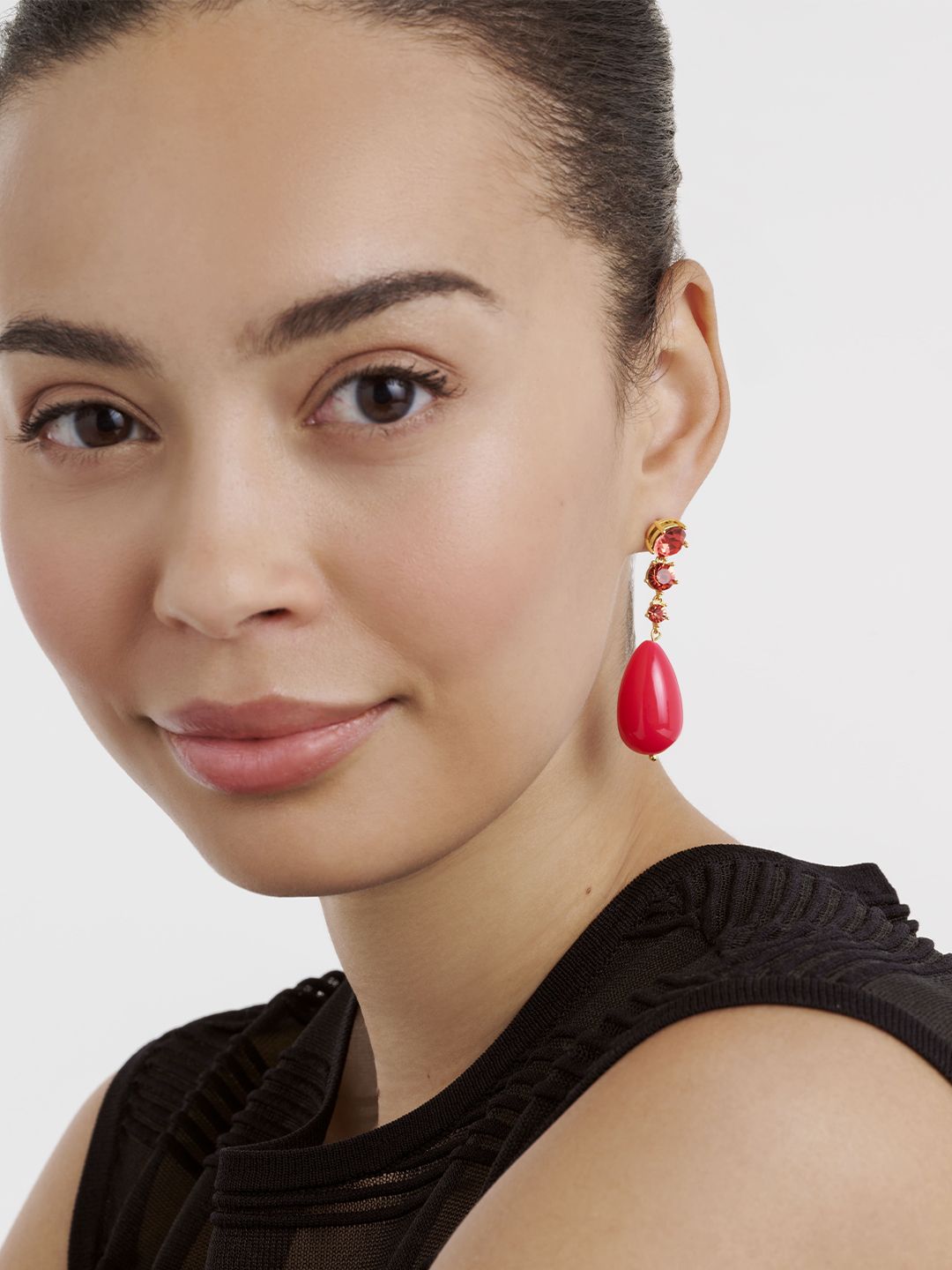 Ted Baker Gold-Plated Crystals Studded Teardrop Shaped Drop Earrings-picture-12