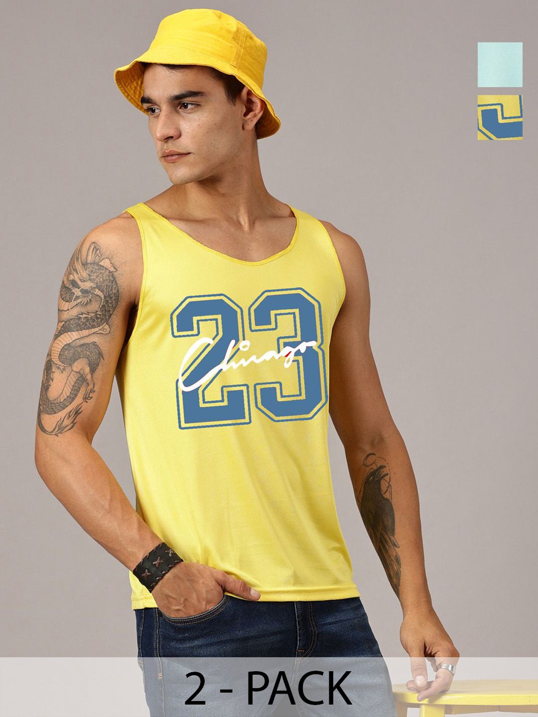 Rodzen Pack Of 2 Printed Round Neck Sleeveless Basic Innerwear Vests-picture-55
