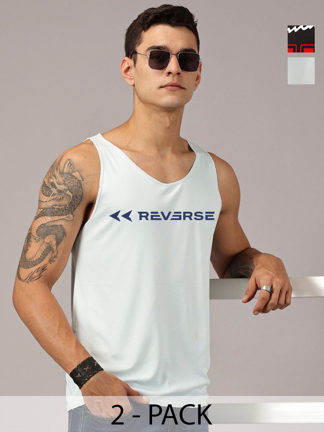 Rodzen Pack Of 2 Printed Round Neck Sleeveless Basic Innerwear Vests-picture-15