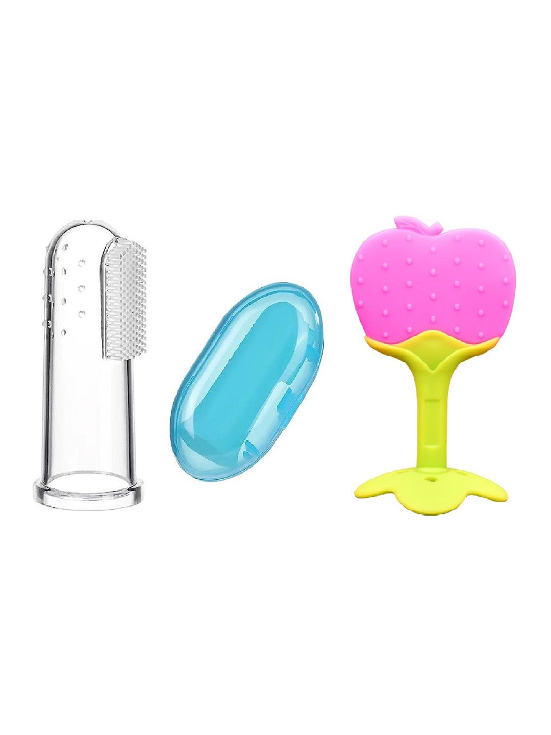 Kritiu Set Of 2 Textured Silicone Baby Finger Toothbrush & Stand Teether-image-45