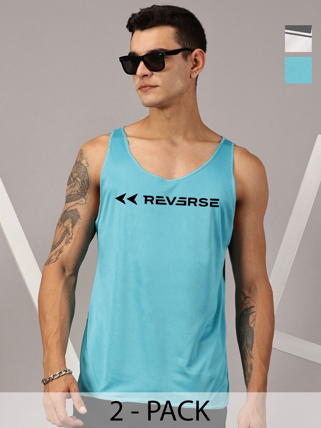 Rodzen Pack Of 2 Printed Round Neck Sleeveless Basic Innerwear Vests-picture-18