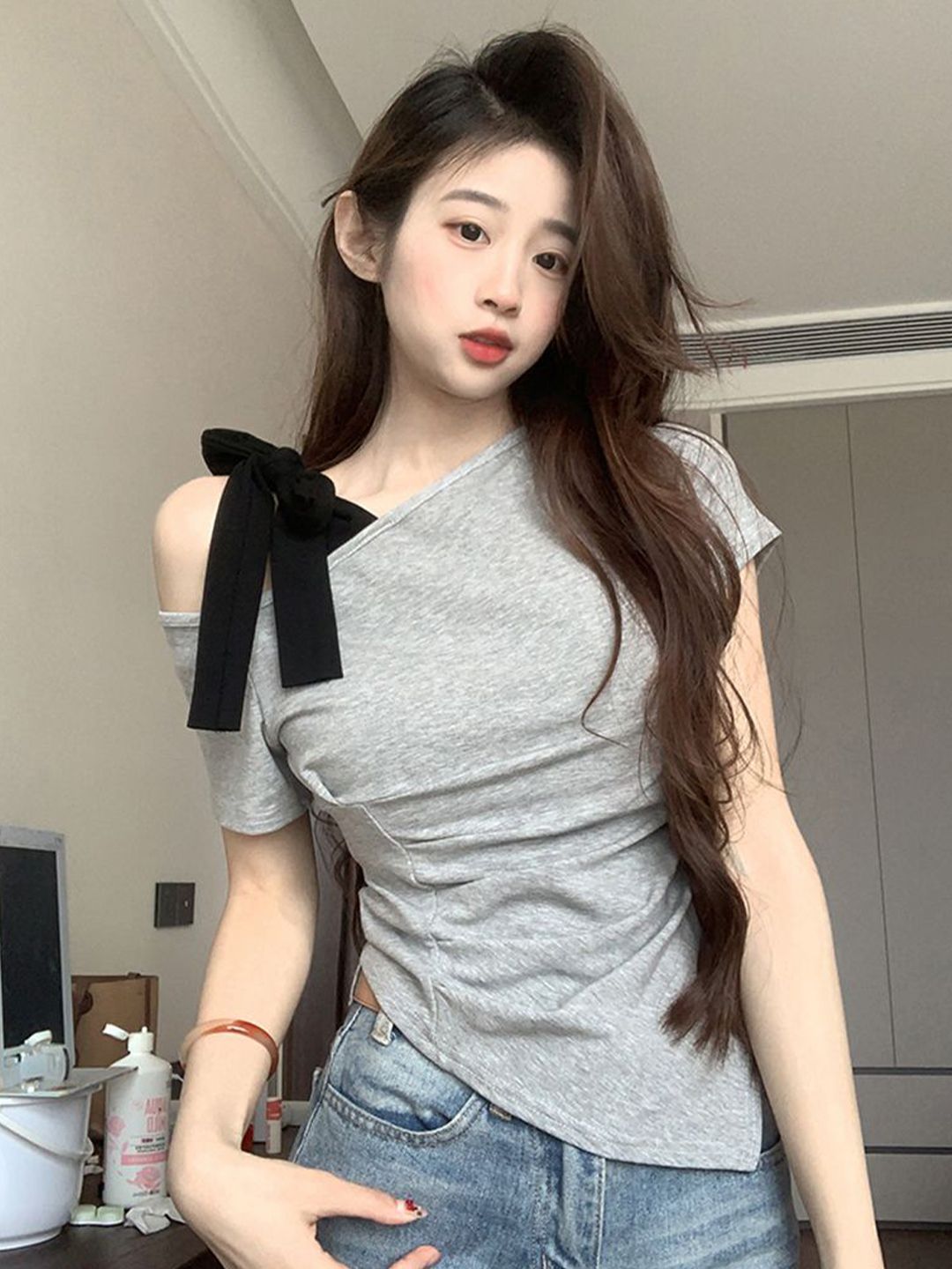 StyleCast x Revolte Women One Shoulder Asymmetric Hem Georgette Top-picture-36