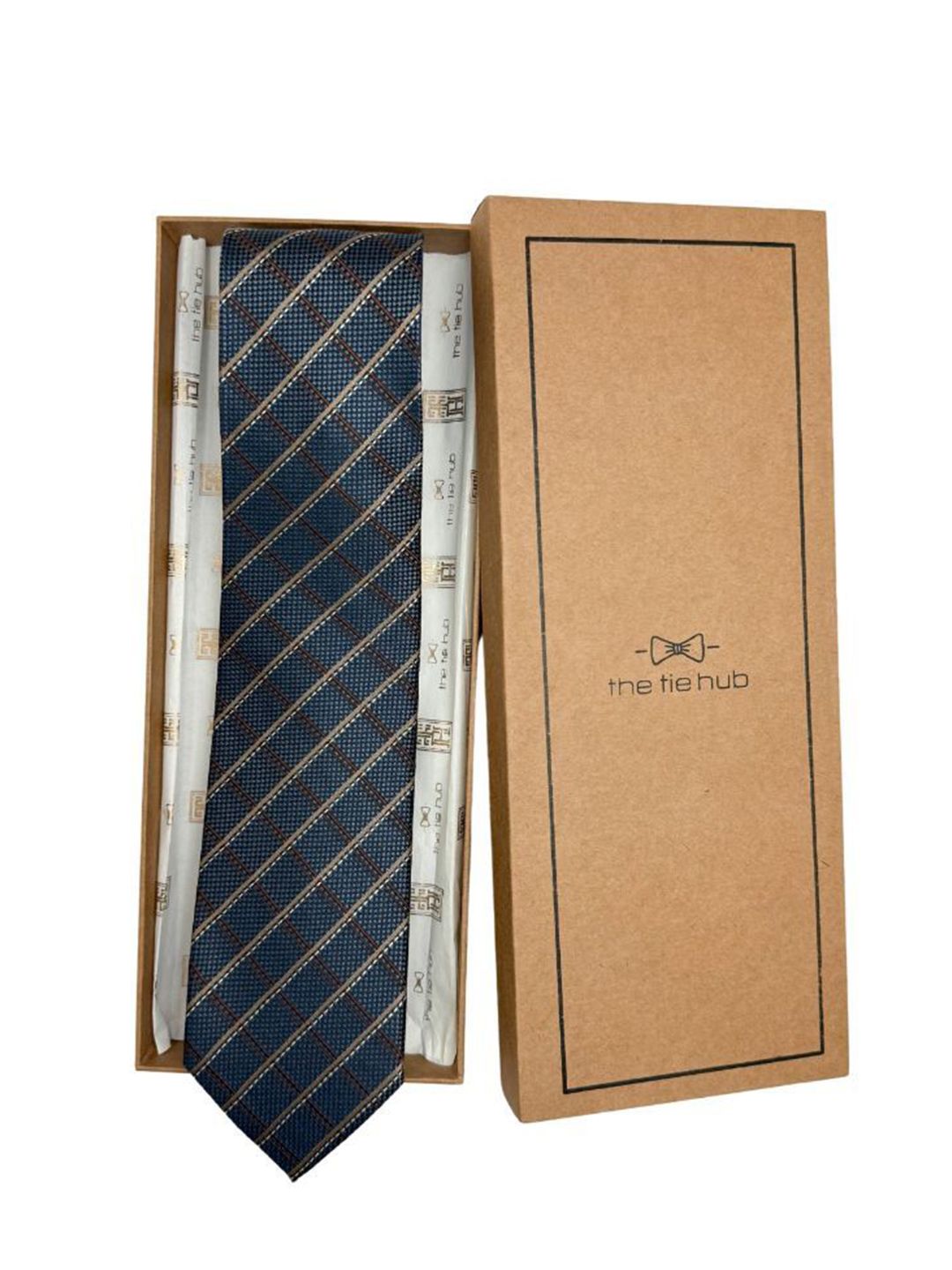 The Tie Hub Men Checked Silk Broad Tie-picture-33