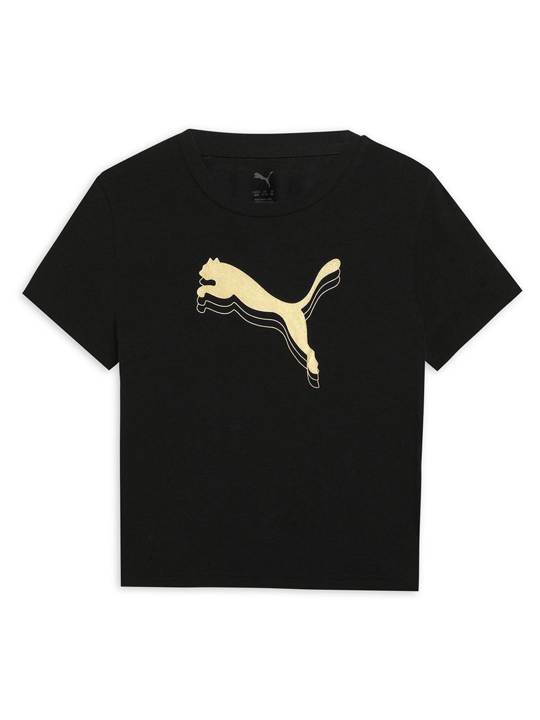 Puma Girls Essentials Metallic Youth Brand Logo Printed Pure Cotton T-Shirt