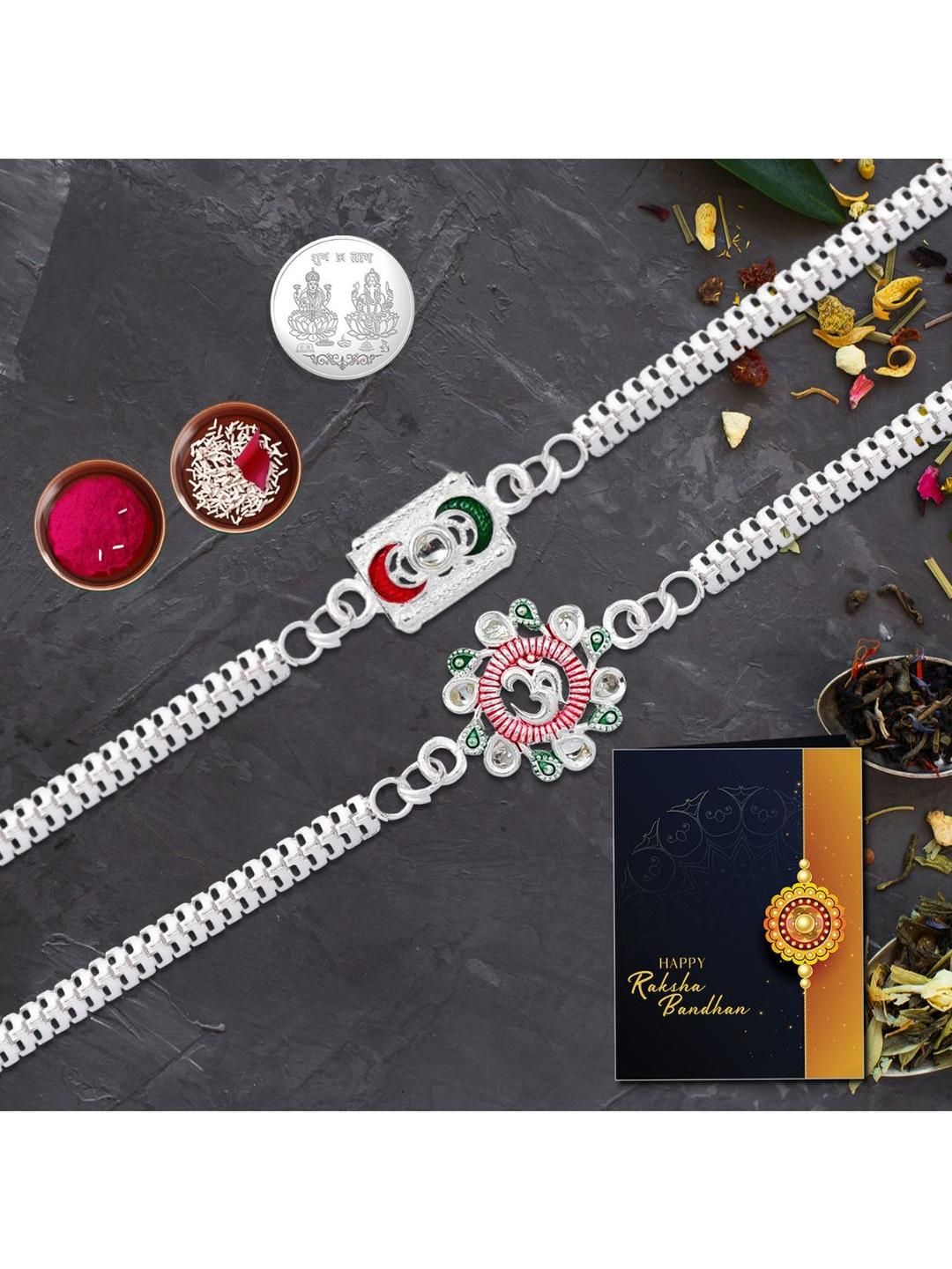 DeoDap Rakhi Combo for Brother with Rakhi, Roli Chawal, Coin & Greeting Card-picture-30