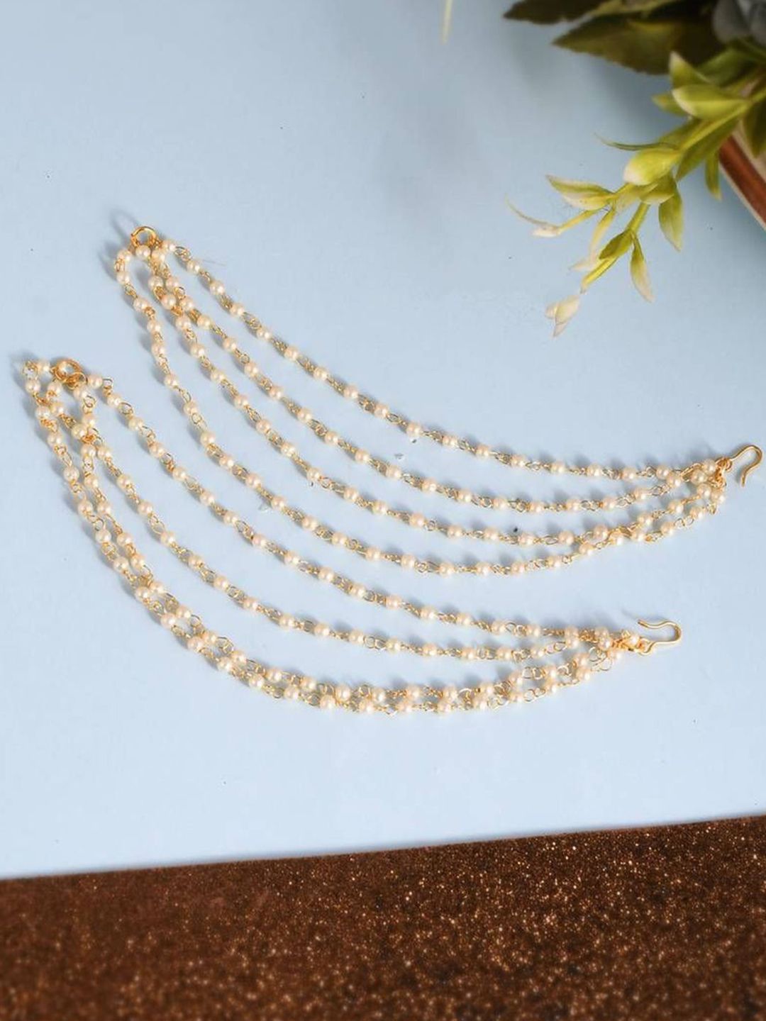 Anouk Gold Plated Pearls Beaded Layered Classic Ear Chains-image-18