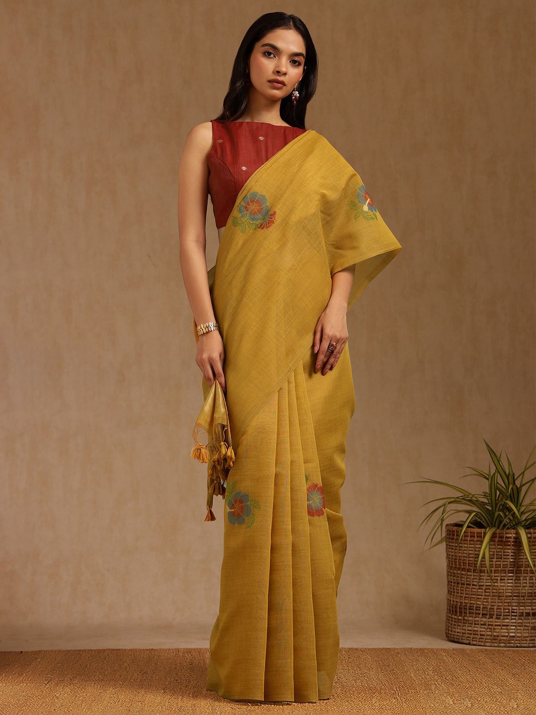 Soch Floral Printed Chanderi Saree-image-33