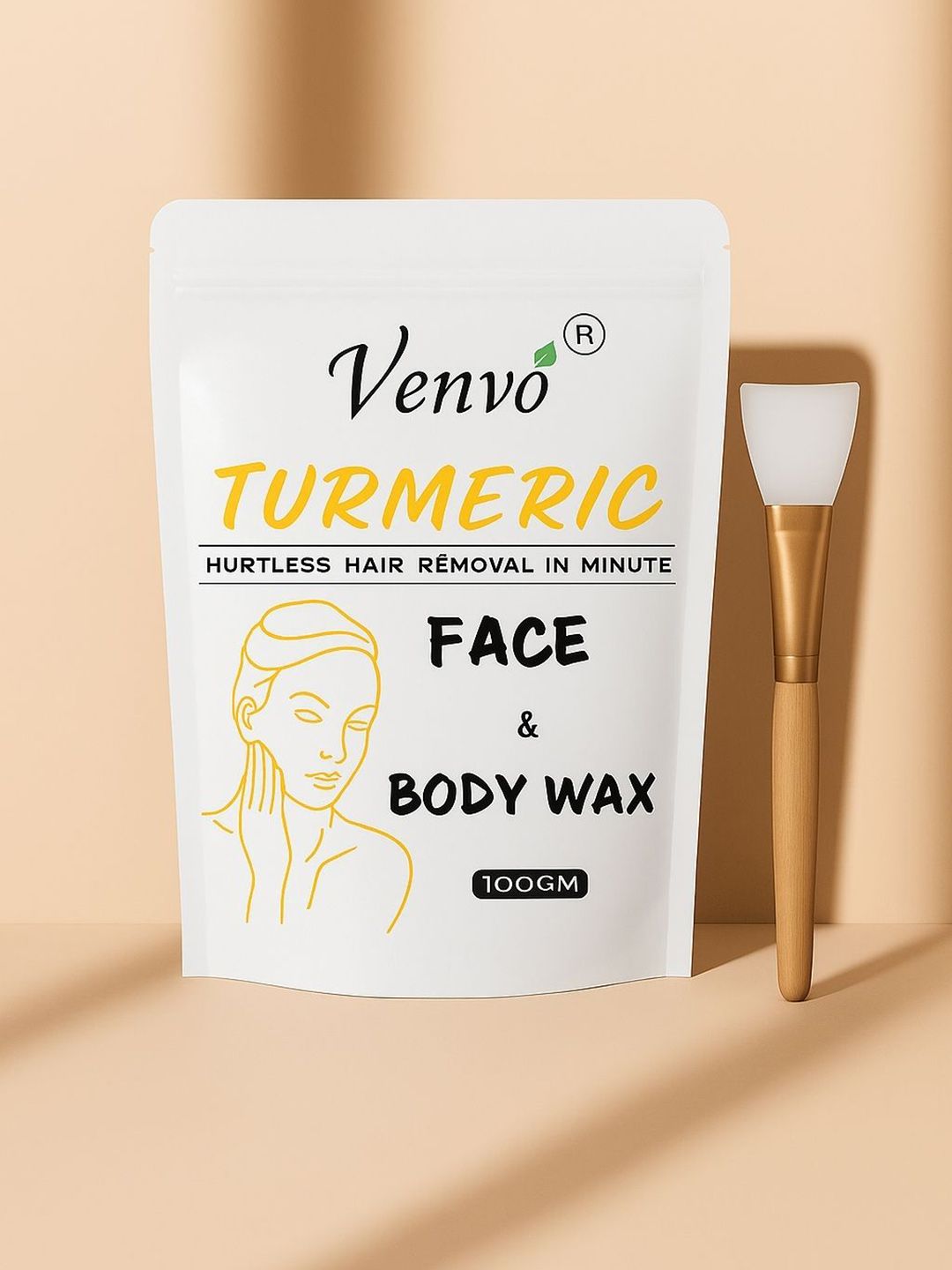 VENVO Face & Body Turmeric Wax Powder With Brush- 100 g-picture-10