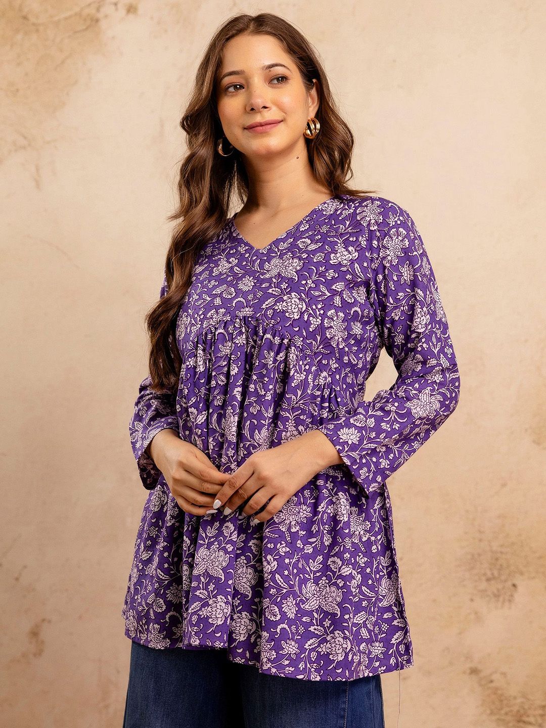 Mialo fashion Floral Printed V-Neck Kurti-picture-44