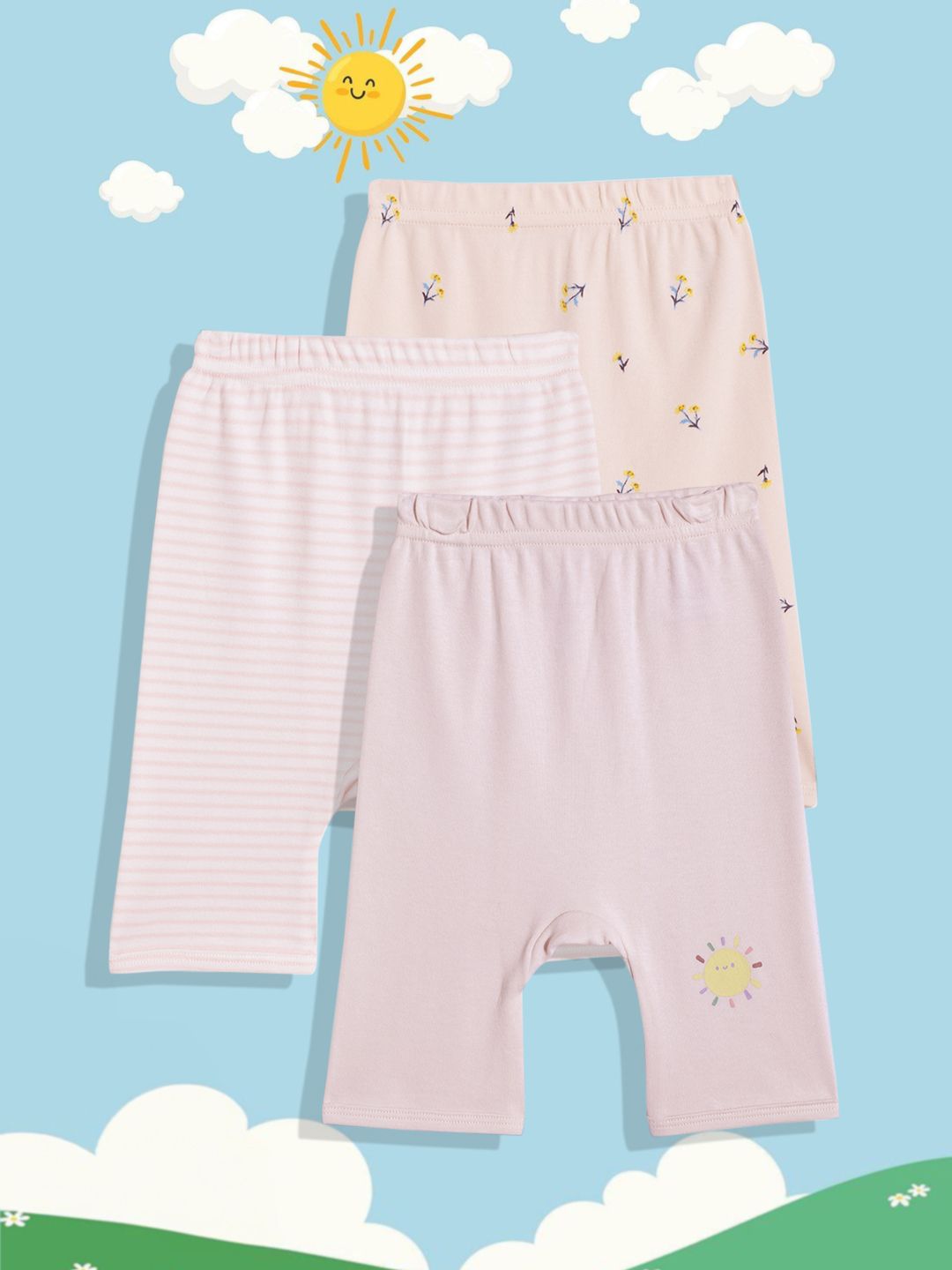 mothercare Girls Pack of 3 Striped Shorts-picture-31