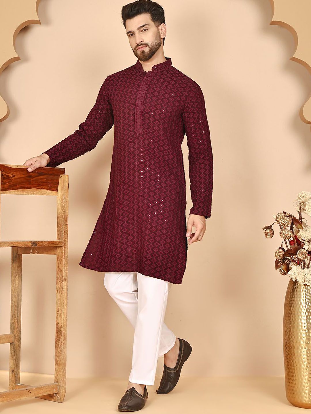 Anouk Rustic Men Woven Design Embroidered Kurta with Pyjama-picture-28
