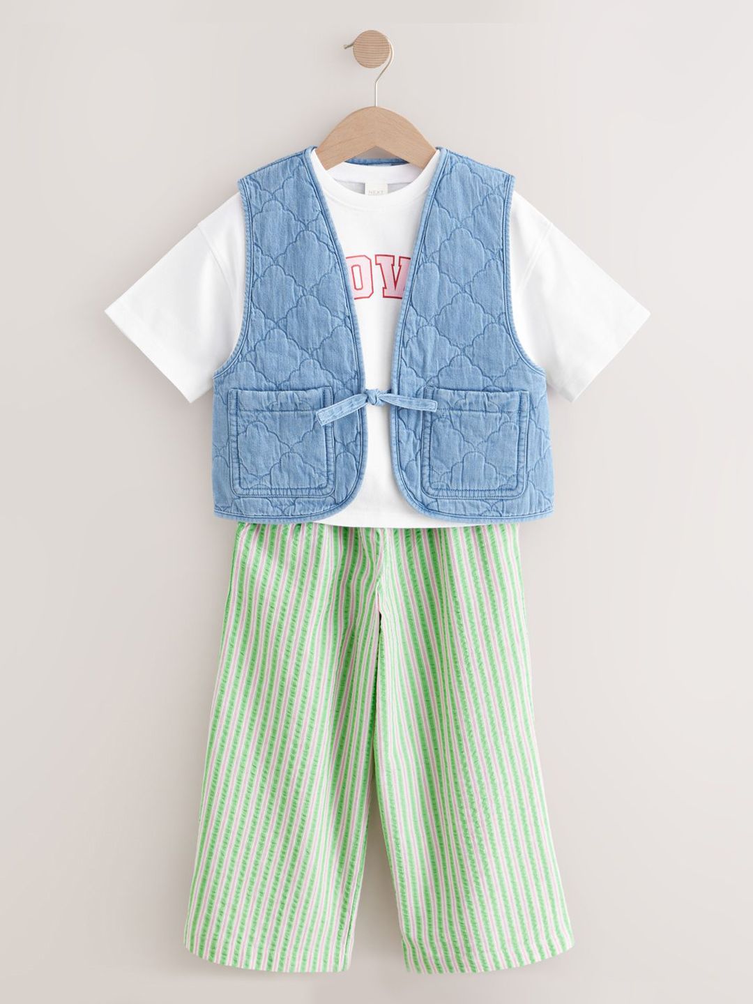 NEXT Girls Printed Pure Cotton T-Shirt With Trousers & Waistcoat-picture-35