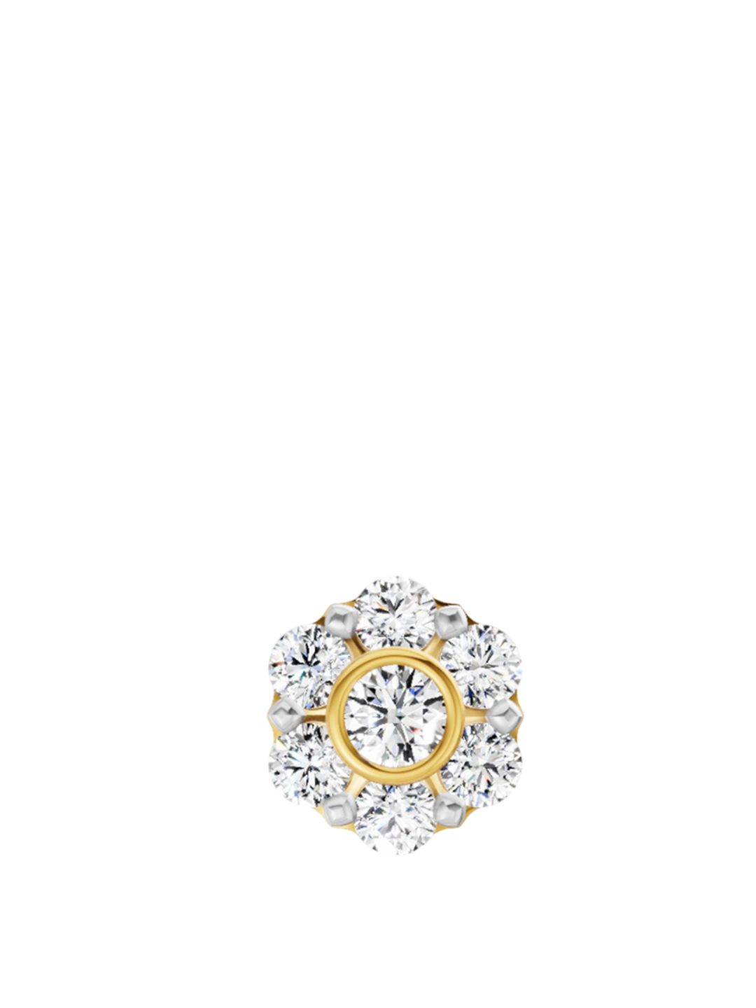 Sparkles Lab Grown Diamond IGI Certified 0.11 Ct Floral Stud Round Shape Nose Pin 14K-picture-12