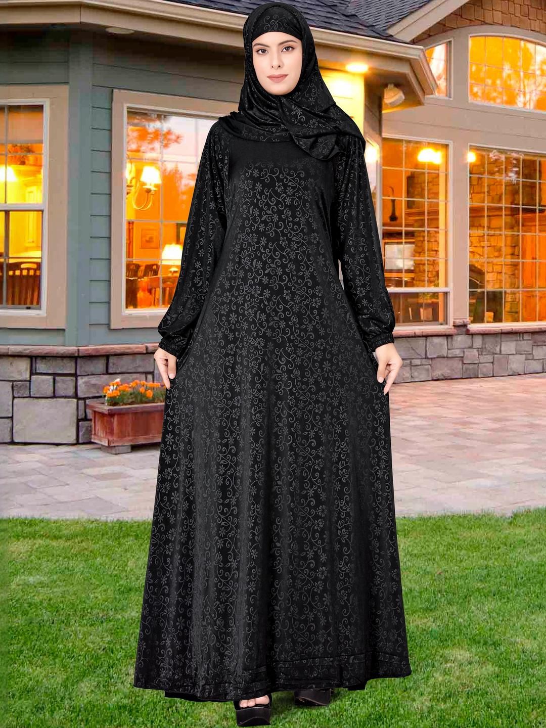 BHUMI FAB Solid Polyester Burqa