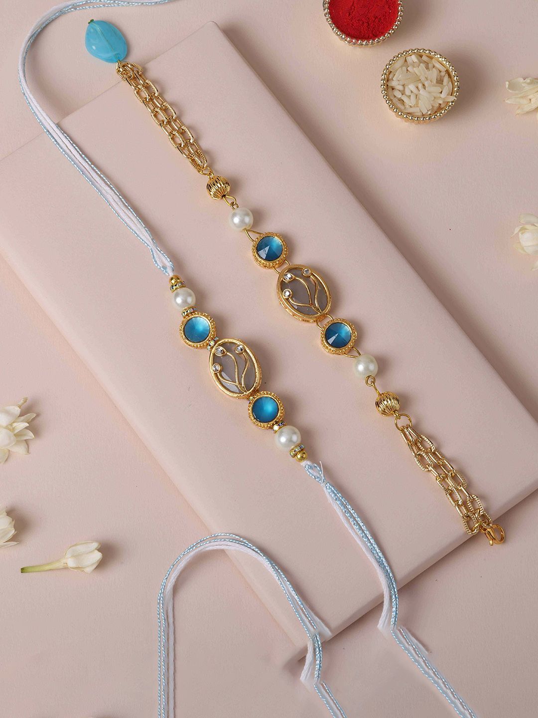 fnp Artificial Stones Studded & Beaded Bhaiya Bhabhi Rakhis-picture-30