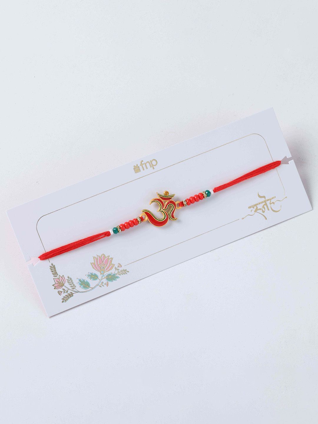 fnp Artificial Stones Studded And Beaded Om Blessings Thread Rakhi-picture-21
