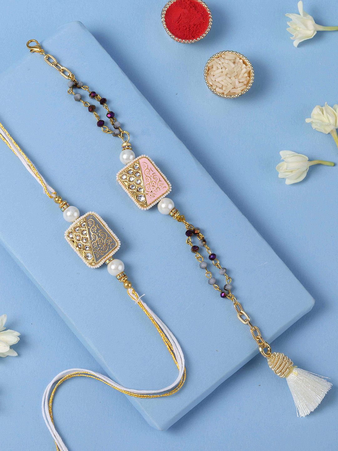 fnp Artificial Stones Studded & Beaded Bhaiya Bhabhi Rakhis-picture-29