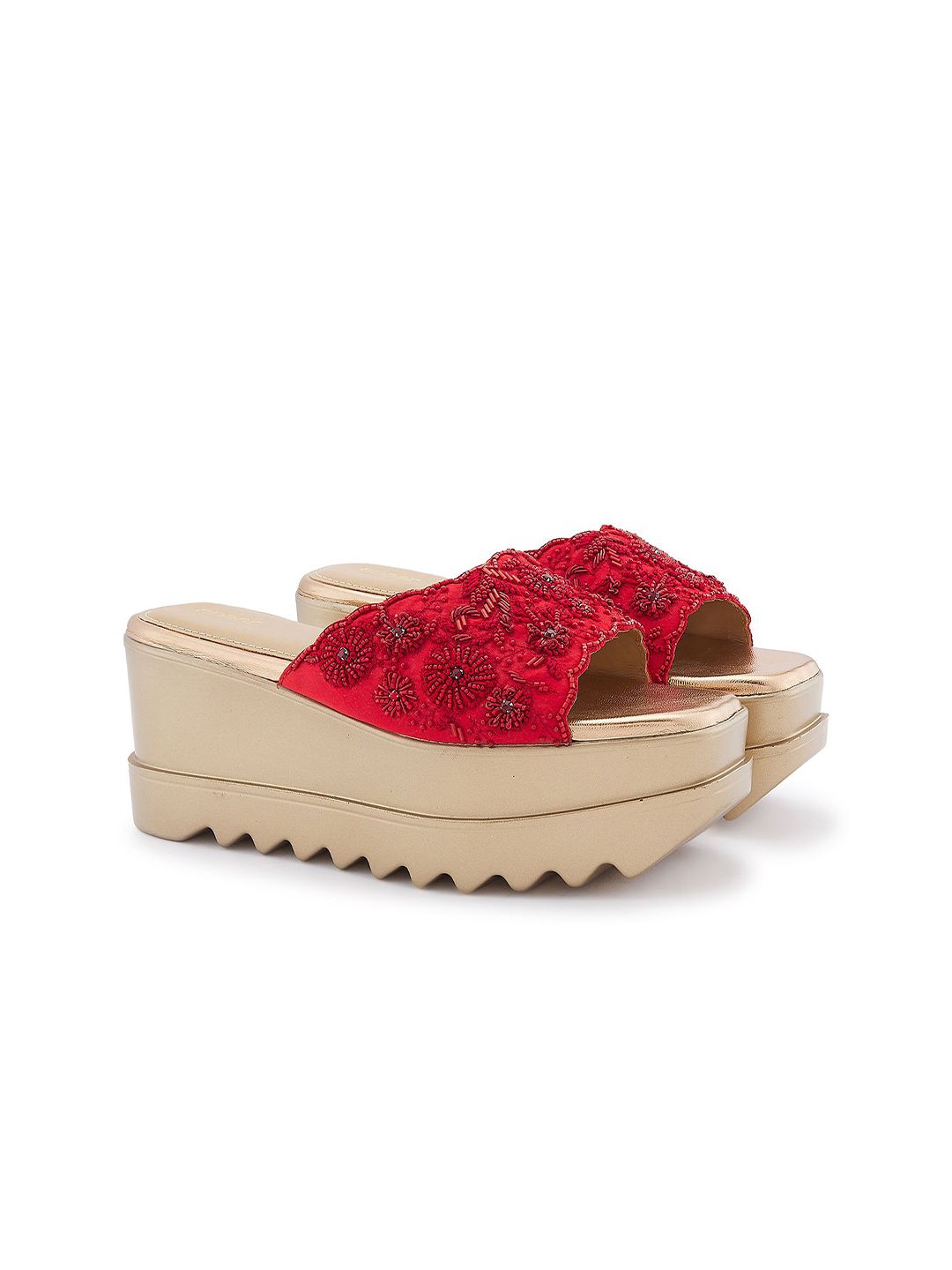 Anaar Women Scarlet Fever Embellished Wedge Heeled Sandals-picture-27