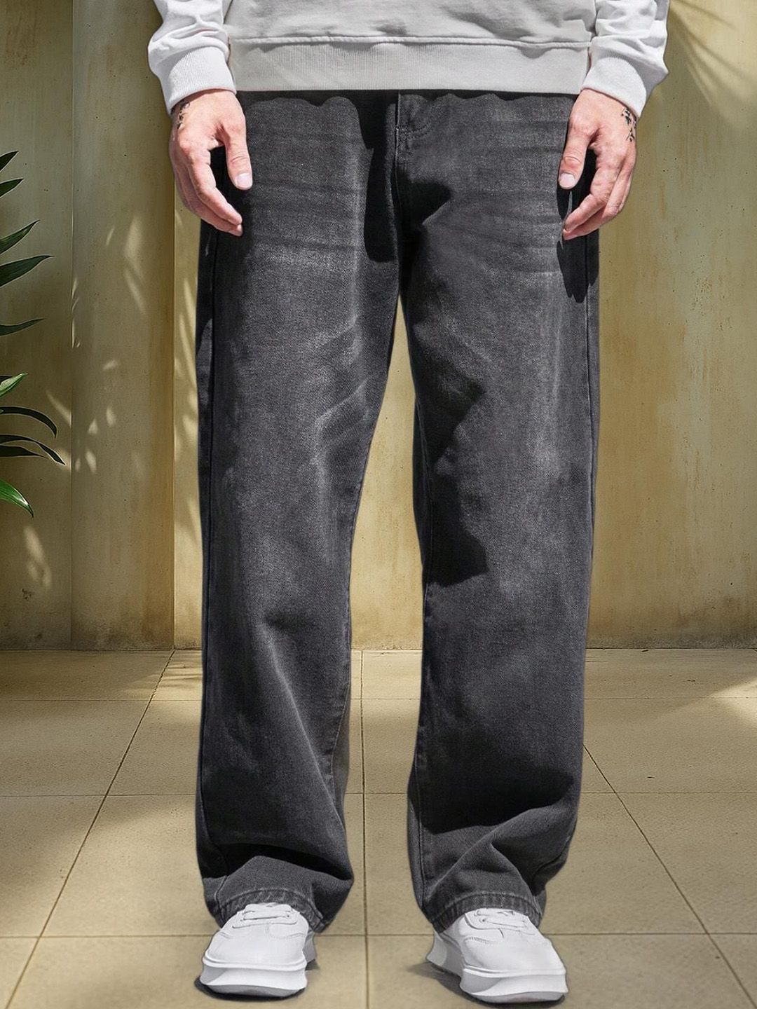 FUDE PRIDE Men Baggy Fit Mid-Rise Light Fade Stretchable Jeans-image-6