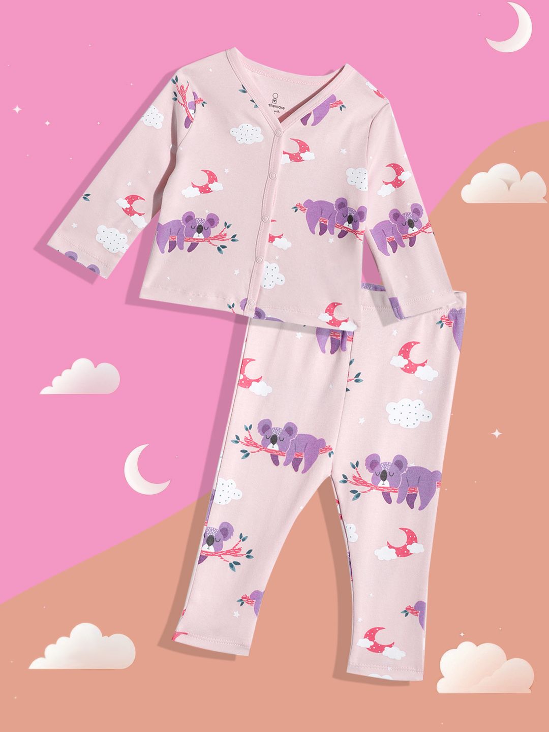 mothercare Girls Printed Pure Cotton Shirt with Pyjamas