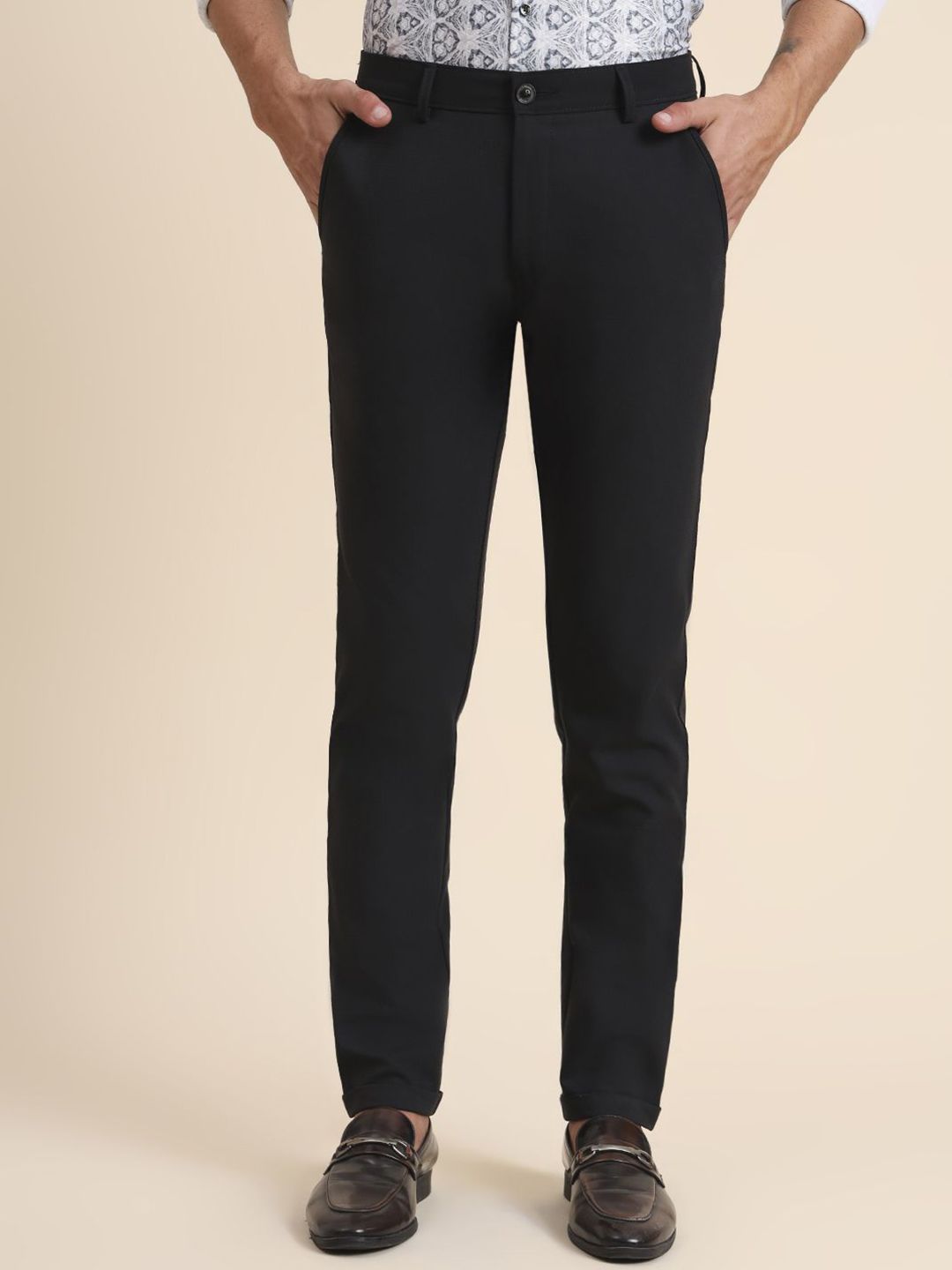 JB STUDIO Men Slim Fit Mid-Rise Formal Trousers-image-7