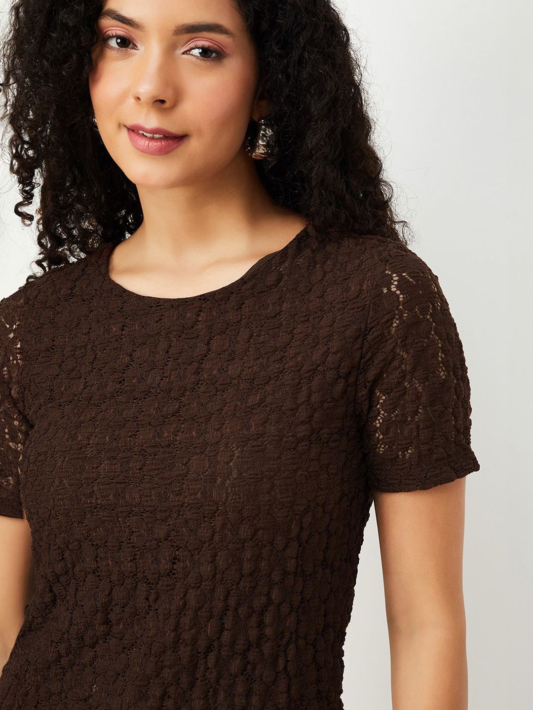 max Women Round Neck Short Sleeves Self Design A-Line Top-picture-35