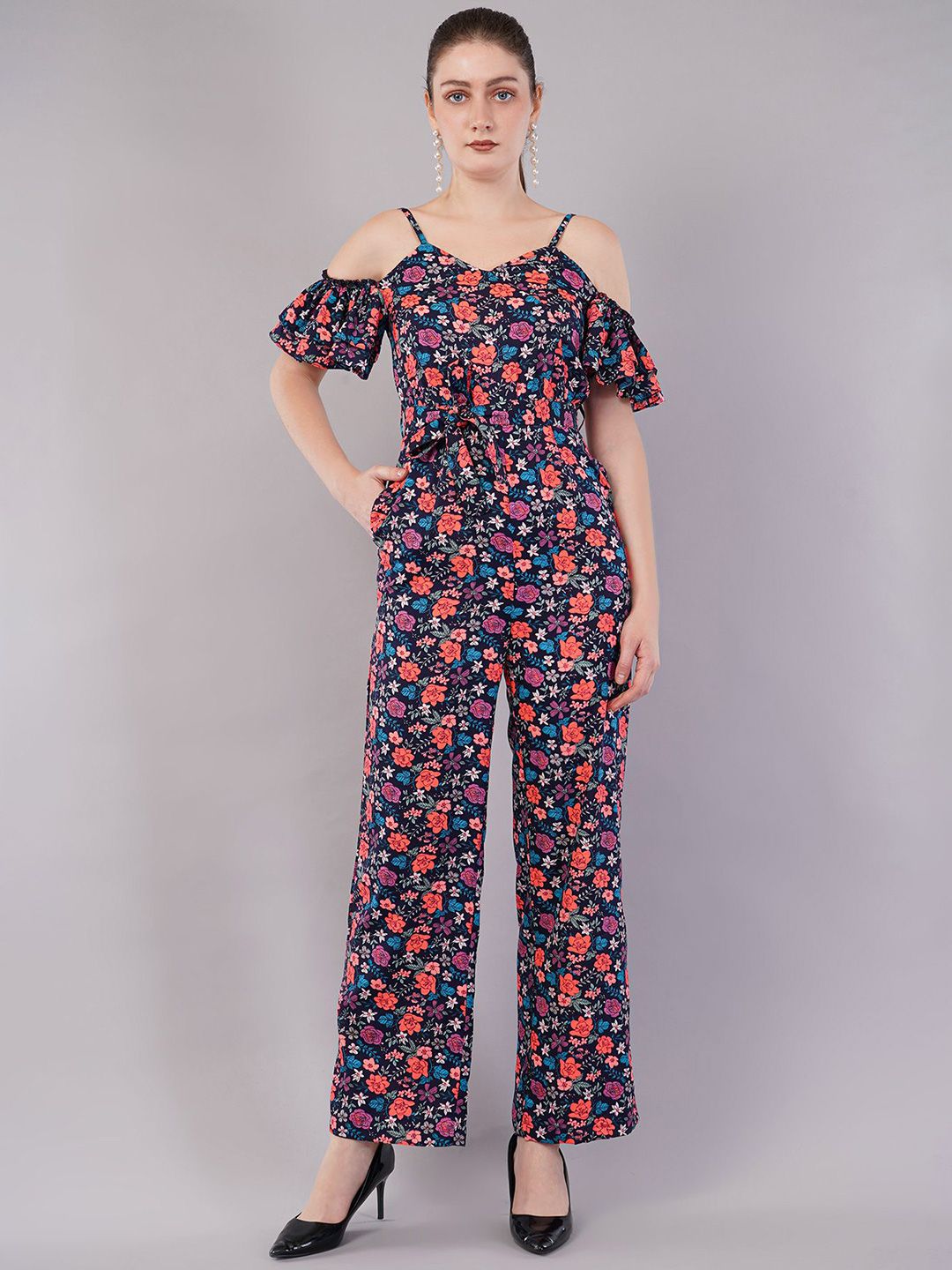 FLY STITCH Printed Basic Jumpsuit with Ruffles-image-42