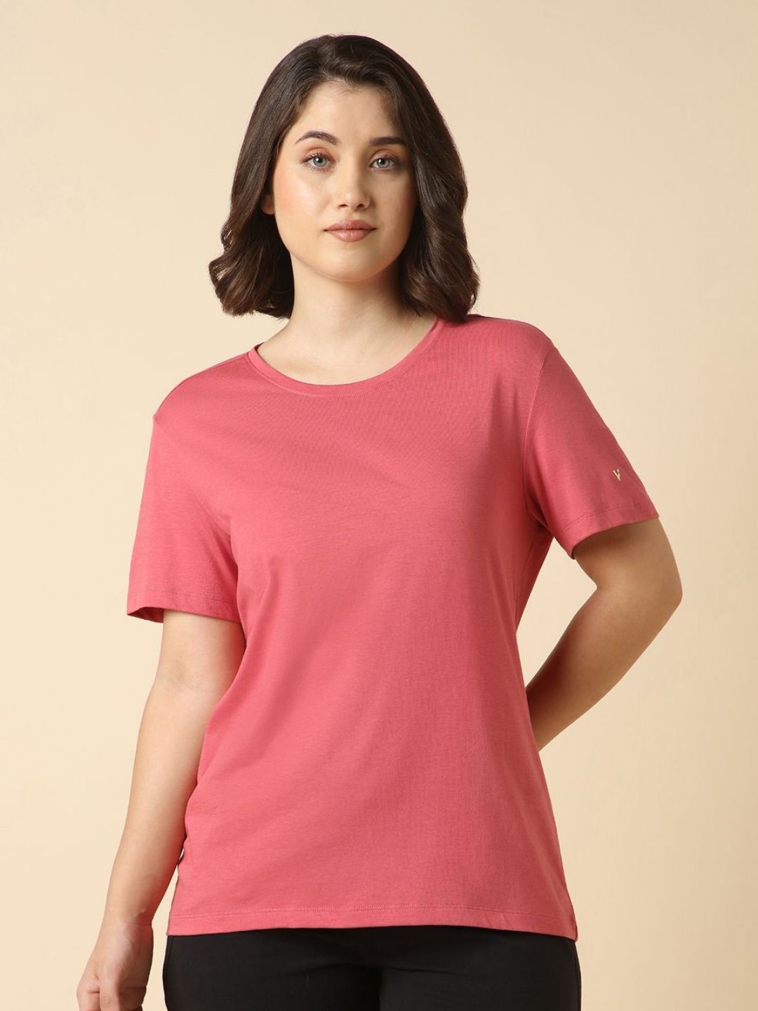 Van Heusen Women Cotton Solid Relax Fit Lounge T Shirt-picture-37