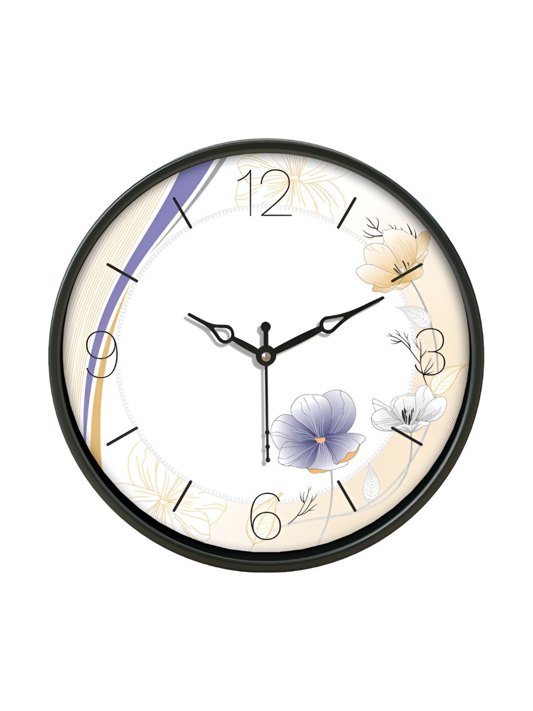 Aura White & Black Printed Traditional Wall Clock-picture-56