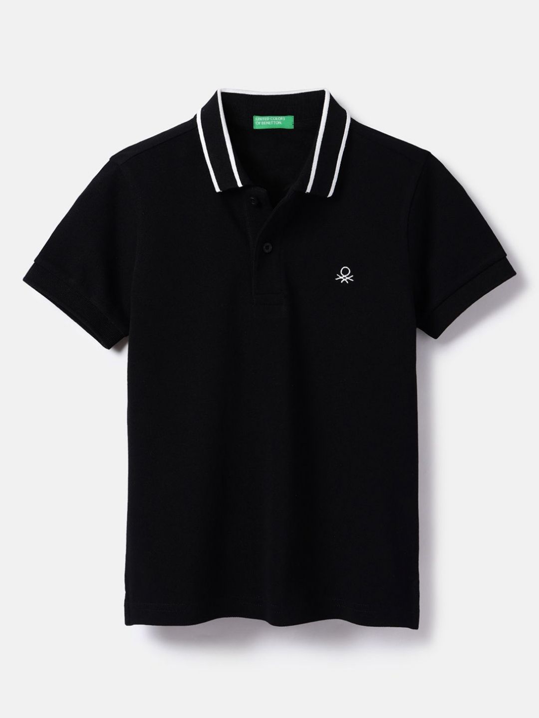 United Colors of Benetton Boys Solid Polo Collar Cotton T-shirt