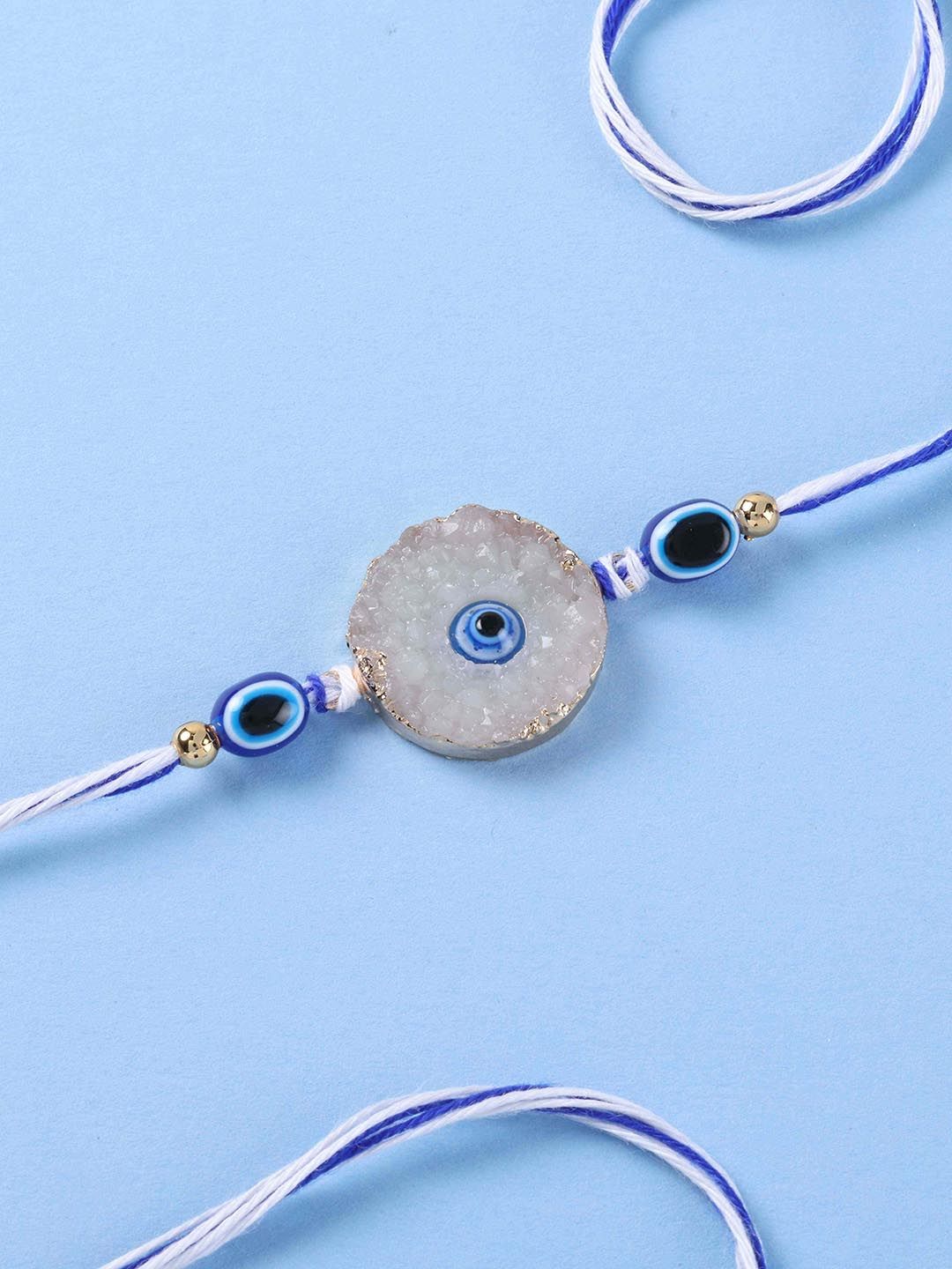 fnp Artificial Stones Studded & Beaded Evil Eye Thread Rakhi-picture-15